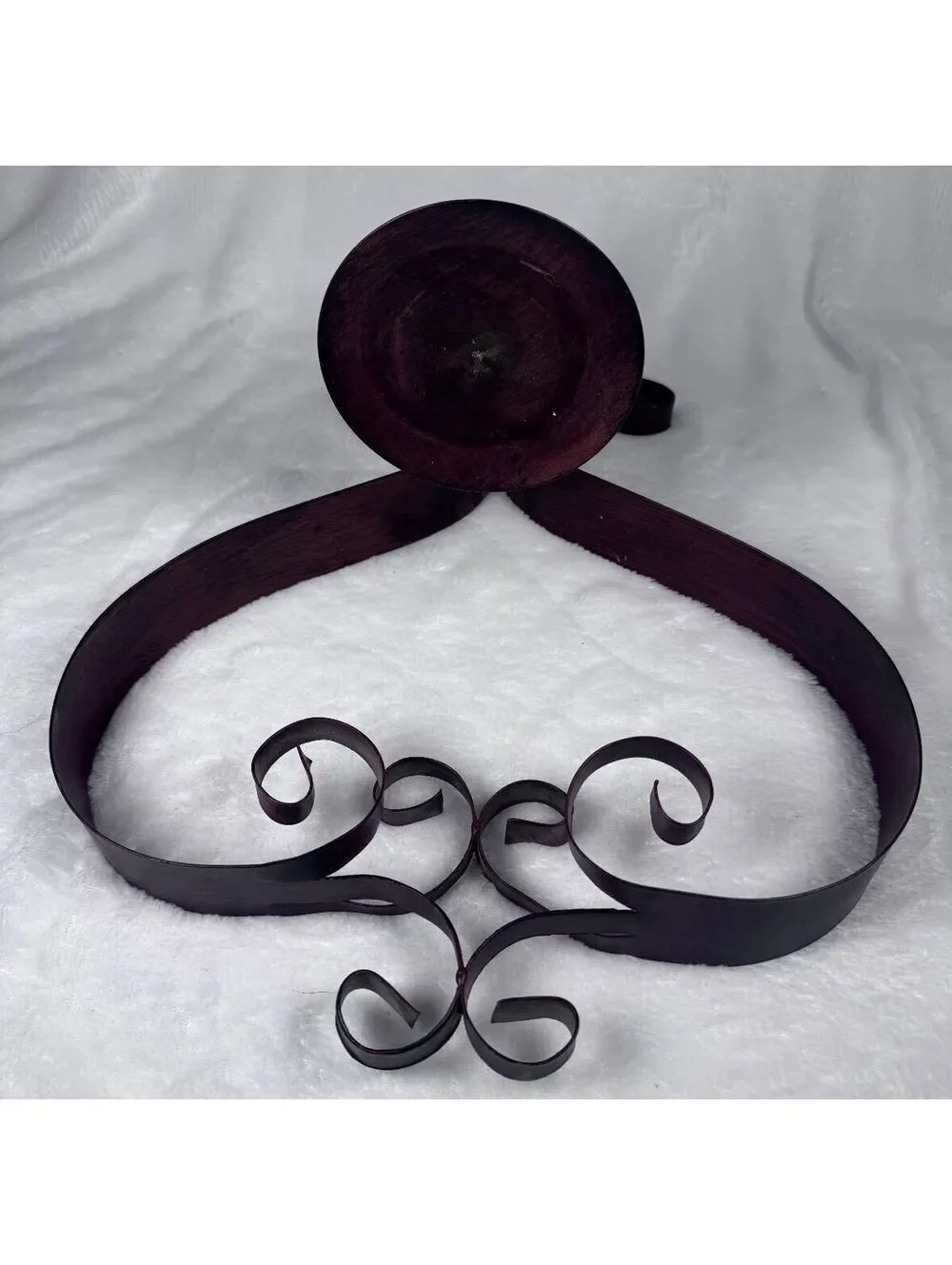 Vintage WROUGHT IRON Hanging Votive Candle Holder Burgundy 17.5” tall x 13” W
